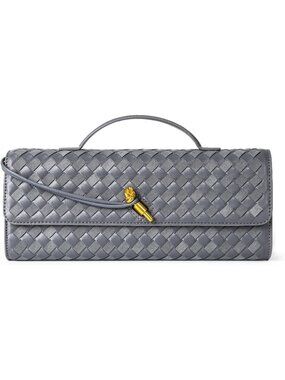 Women's Slate Gray Suede Leather Evening Clutch Crossbody Formal Handbag